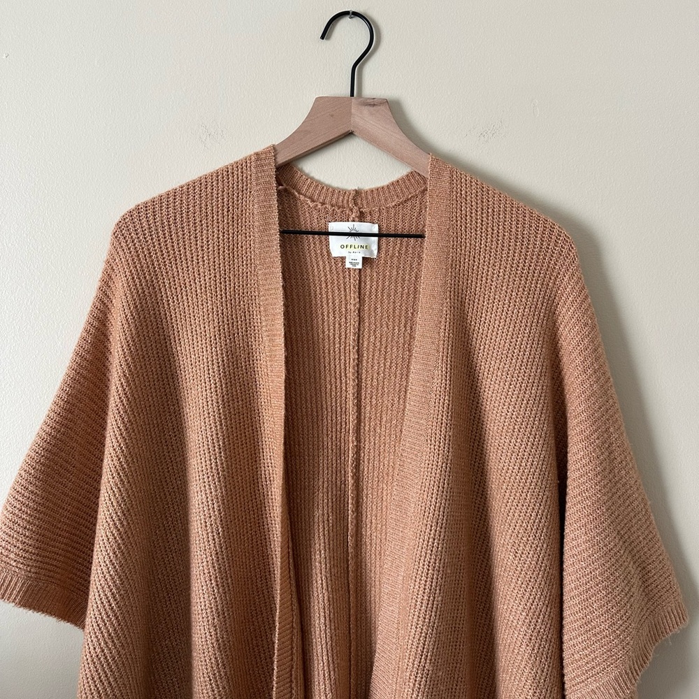 Aerie Cozy Cacoon Cardigan in Tan - Picture 2 of 6